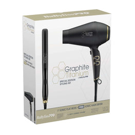 Babylisspro Graphite Titanium Dryer 1 Graphite Titanium Flat Iron Prepack BaByliss