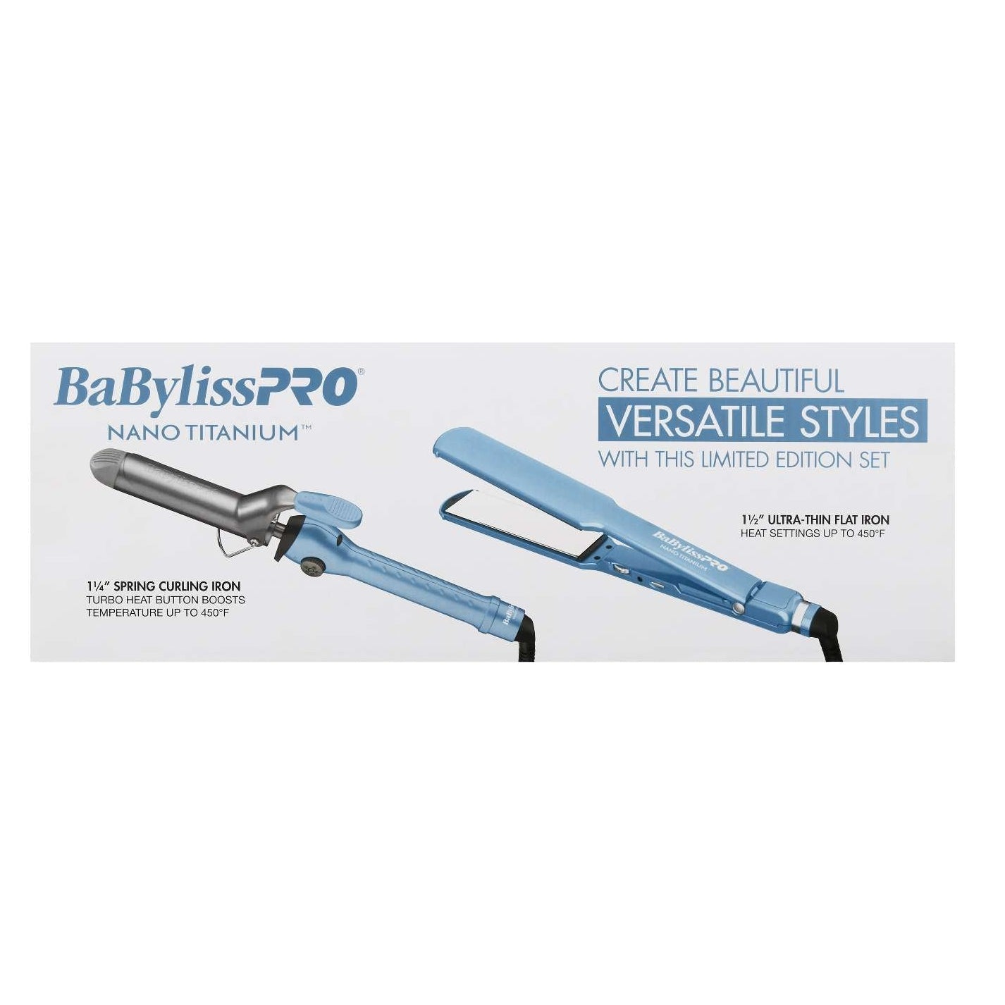 Babyliss Nano Titanium 1.5Inch Ultra Thin Flat Iron and 1.25Inch Spring Iron Prepack Babyliss Nano Titanium 1.5Inch Ultra Thin Flat Iron and 1.25Inch Spring Iron Prepack BabylissPro
