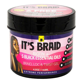 African Anti Aging Its Braid Braid Loc Twist Gel With Biotin 5 Black Essential Oils 4.5 Oz African Aging Agent