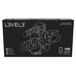 L3Vel3 Nitrile Gloves Black Large 100 Piece L3VEL 3