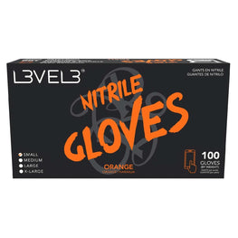 L3Vel3 Nitrile Gloves Orange Small 100 Piece L3VEL 3