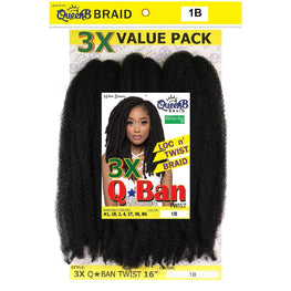 Synthetic Queen B 3X Q-Ban Twist Color #1B Urban Beauty
