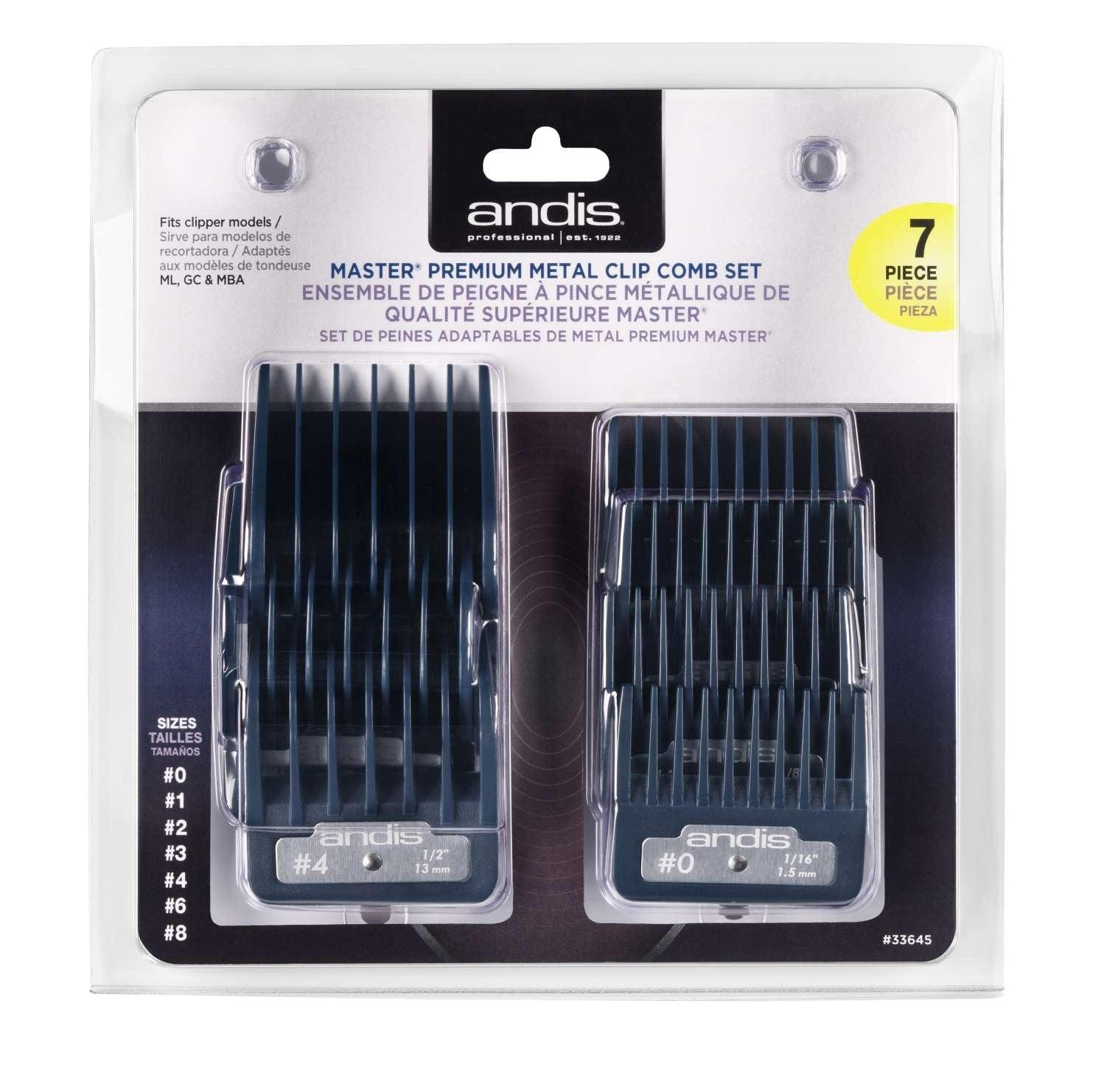 Andis Master Series Premium Metal Comb Set 7Pieces Andis Master Series Premium Metal Comb Set 7Pieces ANDIS