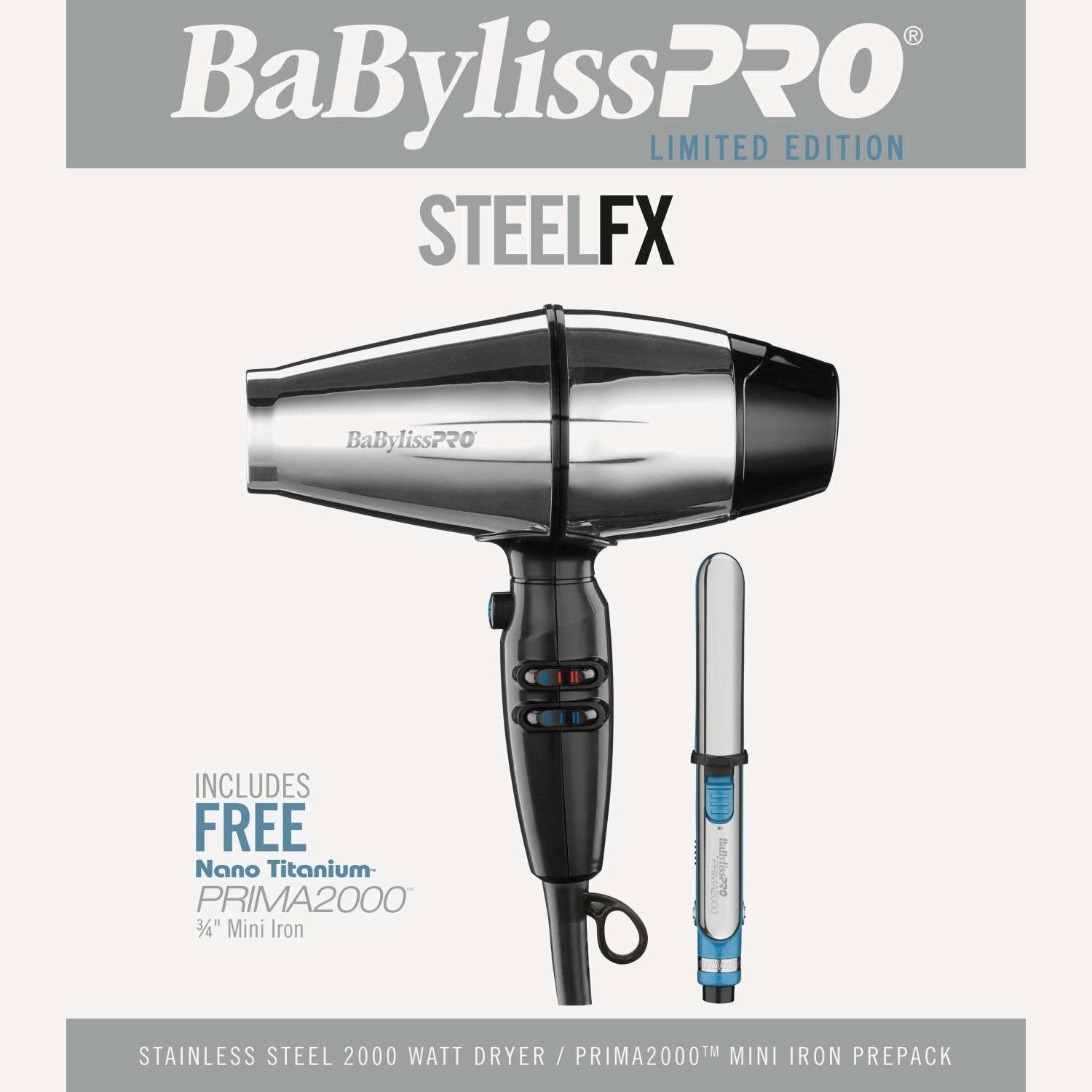 Babylisspro Dryer Steelfx Prima 2000 Mini Iron Babylisspro Dryer Steelfx Prima 2000 Mini Iron BABYLISS