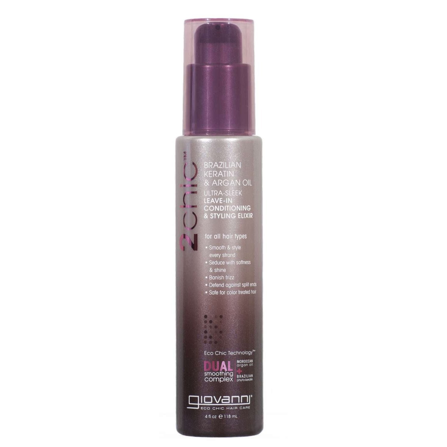 Giovanni 2Chic Brazilian Keratin Argan Oil Ultra-Sleek Leave-In Conditioning Styling Elixir Giovanni 2Chic Brazilian Keratin Argan Oil Ultra-Sleek Leave-In Conditioning Styling Elixir Giovanni