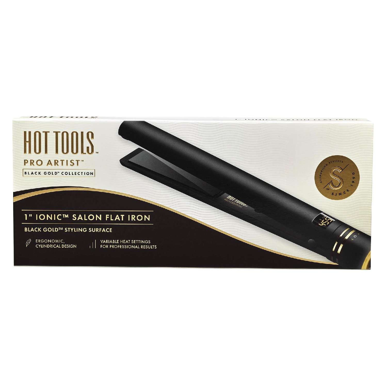 Hot Tools Pro Artist Gold Black Ionic Flat Iron Dual Voltage Hot Tools Pro Artist Gold Black Ionic Flat Iron Dual Voltage HOT TOOLS
