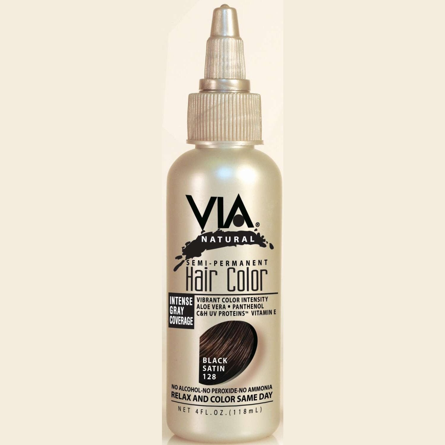 Via Natural Hair Color 128 Black Satin Via Natural Hair Color 128 Black Satin Via Natural