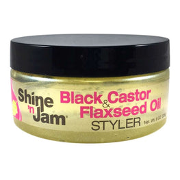 Ampro Shine N Jam Black Castor Flaxseed Oil Styler Gel 8 Oz Ampro