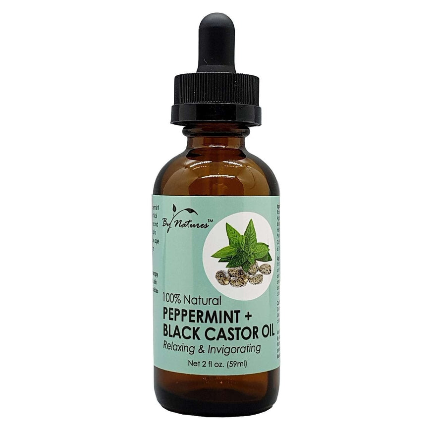 By Natures 100% Natural Peppermint  Black Castor Oil 2.0 Fl Oz BY NATURES
