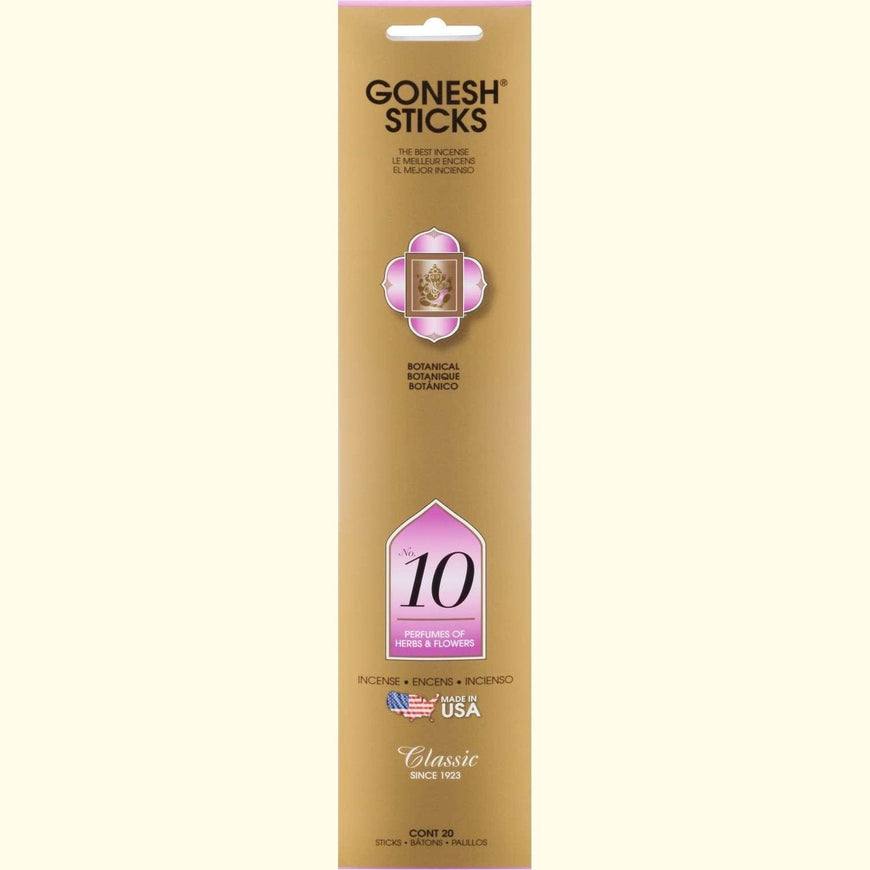 Gonesh Stick Classic 10 Herbs  Flowers 20 Piece Gonesh