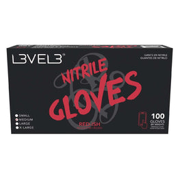 L3Vel3 Nitrile Gloves Red-Ish Medium 100 Piece L3VEL 3