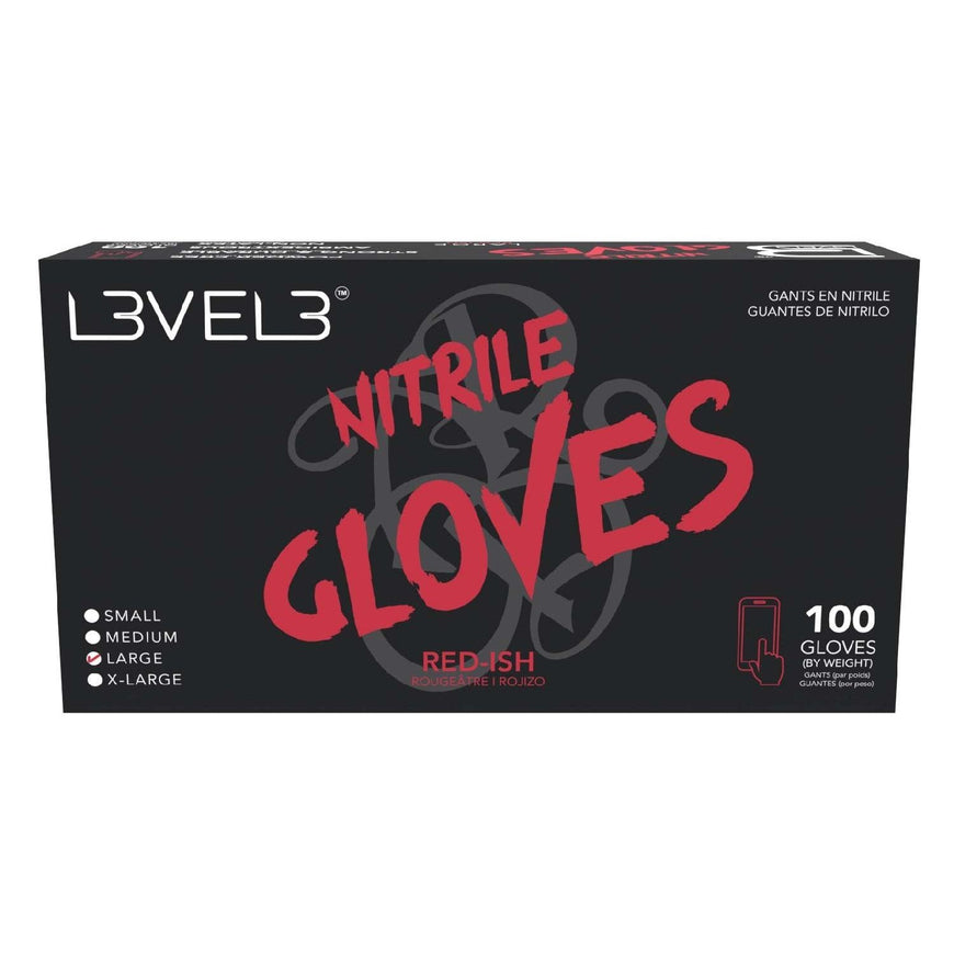 L3Vel3 Nitrile Gloves Red-Ish Large 100 Piece L3VEL 3