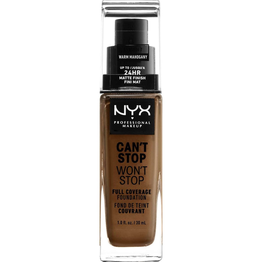 NYX Cant Stop Wont Stop Full Coverage Foundation 16.7 - Warm Mahogany 1.0 FL Oz NYX