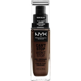 NYX Cant Stop Wont Stop Full Coverage Foundation 22.5 - Warm Walnut 1.0 FL Oz NYX
