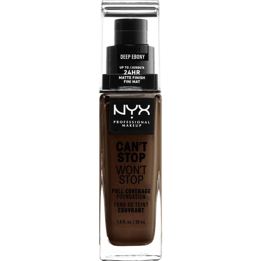 NYX Cant Stop Wont Stop Full Coverage Foundation 25 - Deep Ebony 1.0 FL Oz NYX