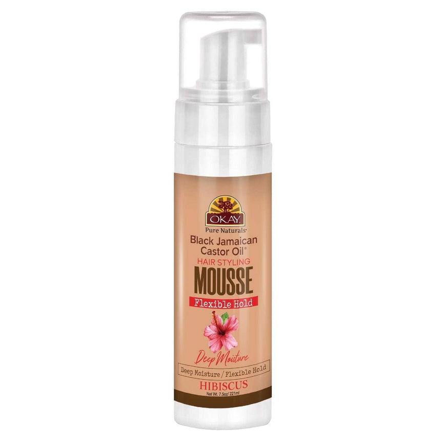 Okay Black Jamaican Castor Oil  Hibiscus Hair Styling Mousse 7.5 Oz Okay