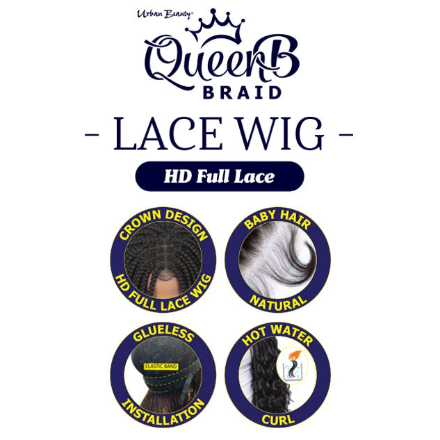 Queen B Lace Wig Qlw319 Box Braid Bob 12Inch-#1 Urban Beauty
