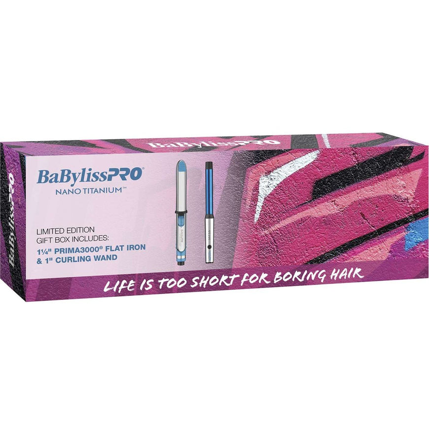 Babyliss Nt Limited Edition Gift Box 1 14 Inch Prima 3000 Flat Iron  1Inch Curling Wand BABYLISS
