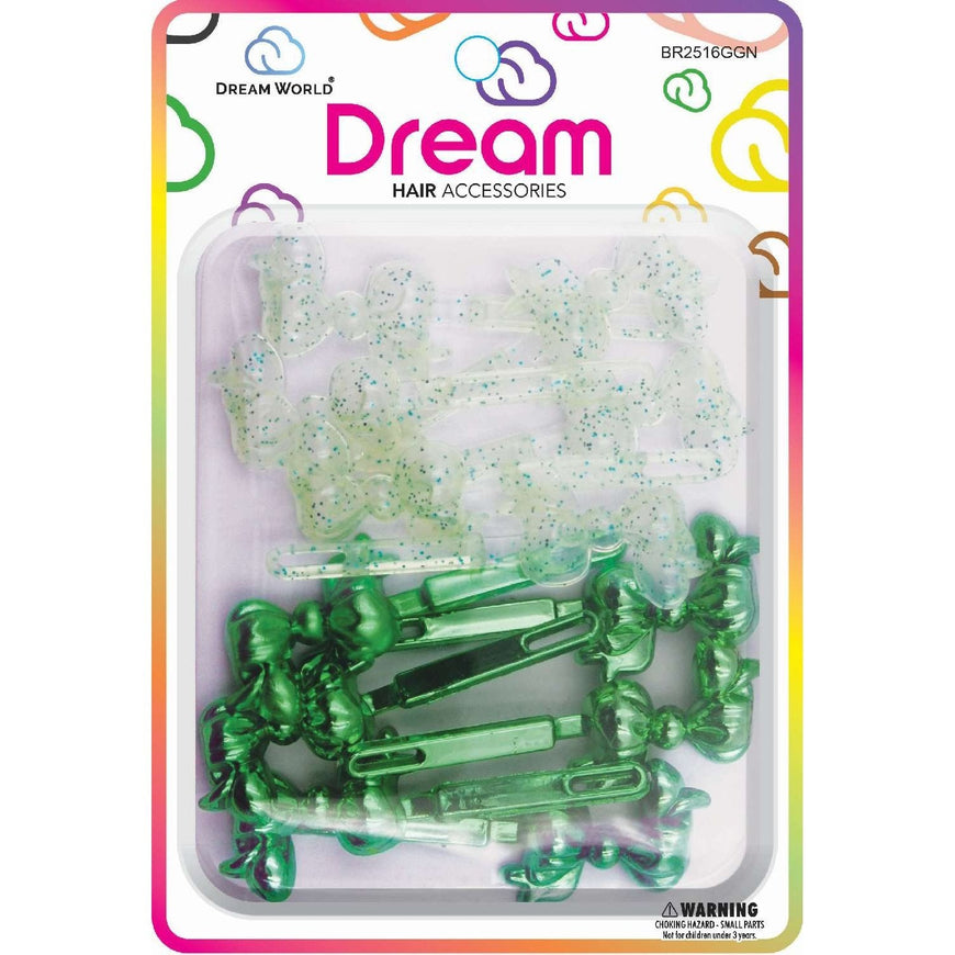 Chloe Barrettes 16 Chubby Ribbon Glitter Green CHLOE