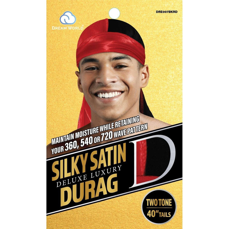 Dream Men Durag Smooth  Thick Black  Red DREAM