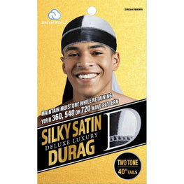 Dream Men Durag Smooth  Thick Black  White DREAM